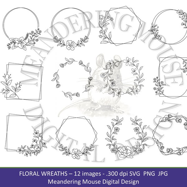 FLORAL WREATHS - Digi Stamp