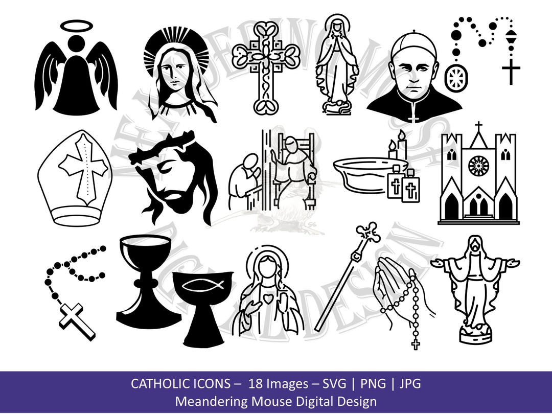 Catholic Icons Digital Stamps: Jesus, Mary, Rosary (SVG, PNG, JPG) - Etsy