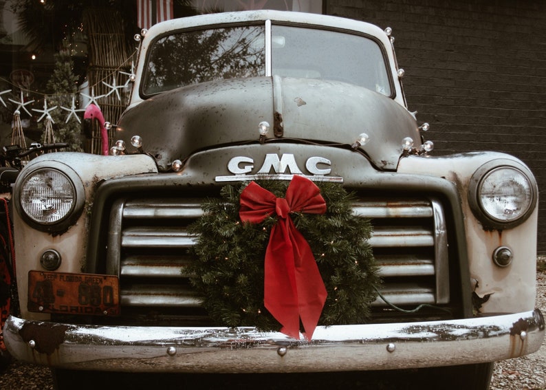 Vintage Christmas Truck GMC Pickup Christmas Wreath Trees Etsy