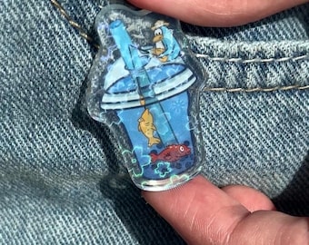Boba Tea Pin - Holographic Acrylic Pin - Club Penguin Nostalgic Gift