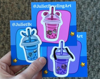 Toontown Boba Stickers - Vinyl Milk Tea Stickers