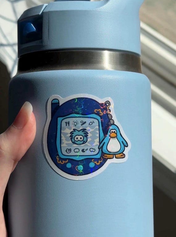 Holographic Club Penguin Stickers: 2000s Nostalgia, Water Resistant