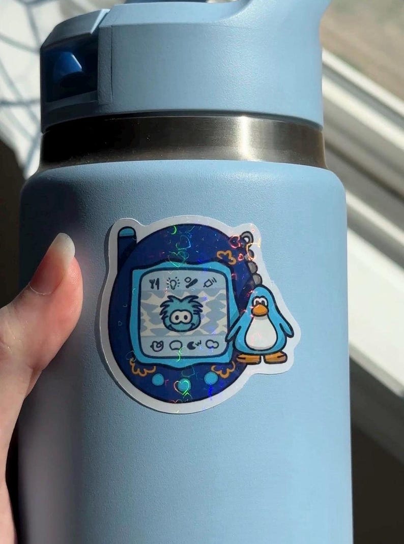Holographic Club Penguin Stickers: 2000s Nostalgia, Water Resistant afbeelding 1