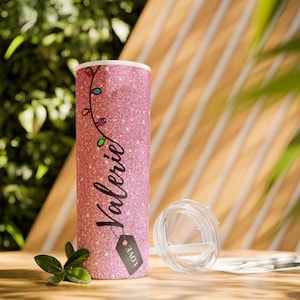 Custom Glitter Tumbler Cup with Lid and Straw, Personalized Glitter Name Tumbler, Cute Chunky Glitter To Go Cup Birthday Gift for Her