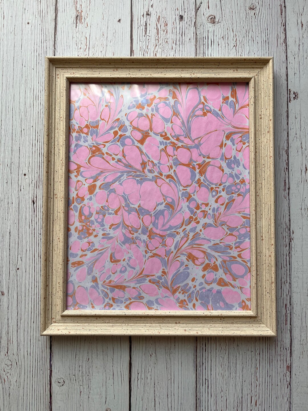 Framed Nursery Art in Pastel Colors Original Pink Marbled Paper Etsy