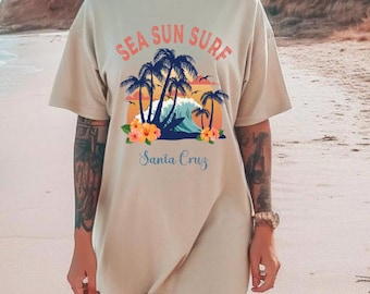 Sea Sun Surf Santa Cruz Tee, Gifts for Beach Lovers, California Shirt, Ocean Tee, Surf Tee