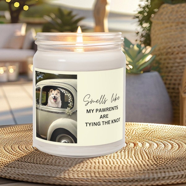 Wedding Gift with Dog Cat Engagement Gift Dog Cat Parents Custom Candle with Pet Portrait Gift for Dog Cat Mom and Dad Gift for Bride Couple