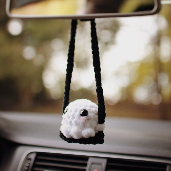 Crochet Ghost Car Mirror Hanger  PDF PATTERN | Fall Car Decor | DIY Car Accessories | Amigurumi | Fall Decor | Car Hanger