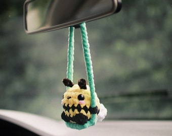Bee On A Swing Crochet PDF Pattern | Crochet Car Hanger | Amigurumi Car Decoration | Crochet Bug | Crochet Car Charm | DIY | Mirror Hanger |