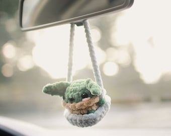 Baby Alien Auto Aufhänger häkeln PDF Anleitung | Amigurumi Alien Auto Aufhänger | DIY Auto Dekoration | Das Kind häkeln | Autospiegel gehäkelt |