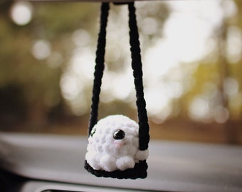 Crochet Ghost Car Mirror Hanger  PDF PATTERN | Fall Car Decor | DIY Car Accessories | Amigurumi | Fall Decor | Car Hanger