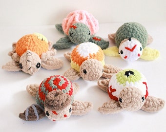 Halloween Turtle Crochet PDF PATTERN Bundle | Candy Corn Turtle | Eyeball Turtle | Zombie Turtle | Sam Turtle | Freddy Turtle | Jason Turtle