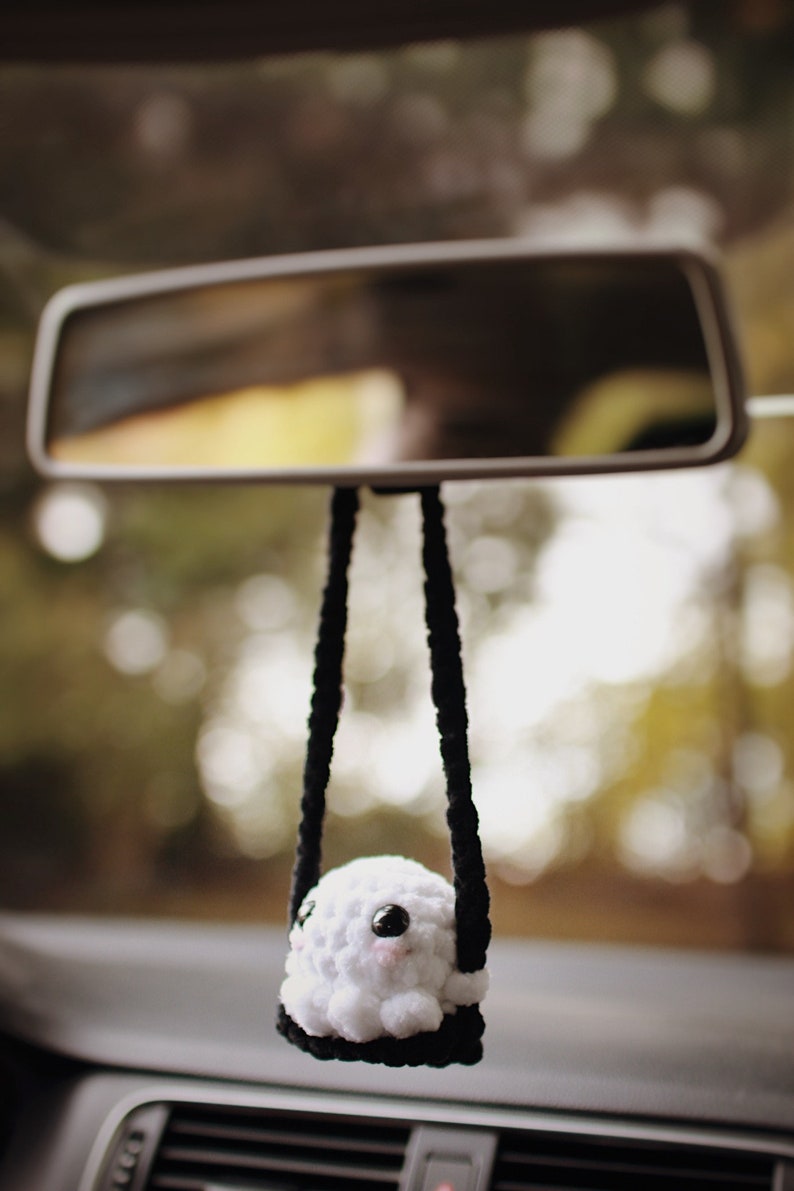 Crochet Ghost Car Mirror Hanger PDF PATTERN Fall Car Decor DIY Car Accessories Amigurumi Fall Decor Car Hanger image 5