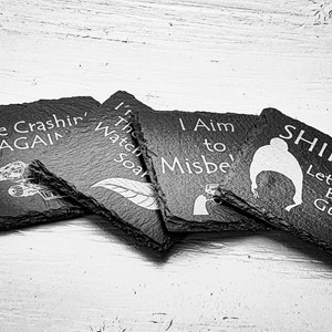 Serenity Soars: Firefly-inspired Slate Coasters - Set of 4 Rough-Edged Slate Coasters - Firefly-themed Slate Coasters