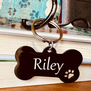 Personalized Stainless Steel Dog Tag - Dog ID Tag - Pet Name Tag - Engraved Dog Tag - Bone Dog Tag - Dog Name Tag - Custom Dog Tag