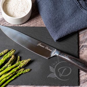 Custom Engraved 8&quot; Stainless Steel Chef Knife – Affordable, Sharp & Durable - Custom Laser Engraved Stainless Steel Kitchen Knife