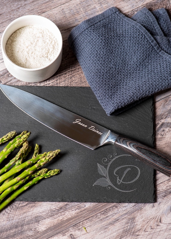 Custom Engraved Chef Knife – 8" Stainless Steel, Pakka Wood Handle