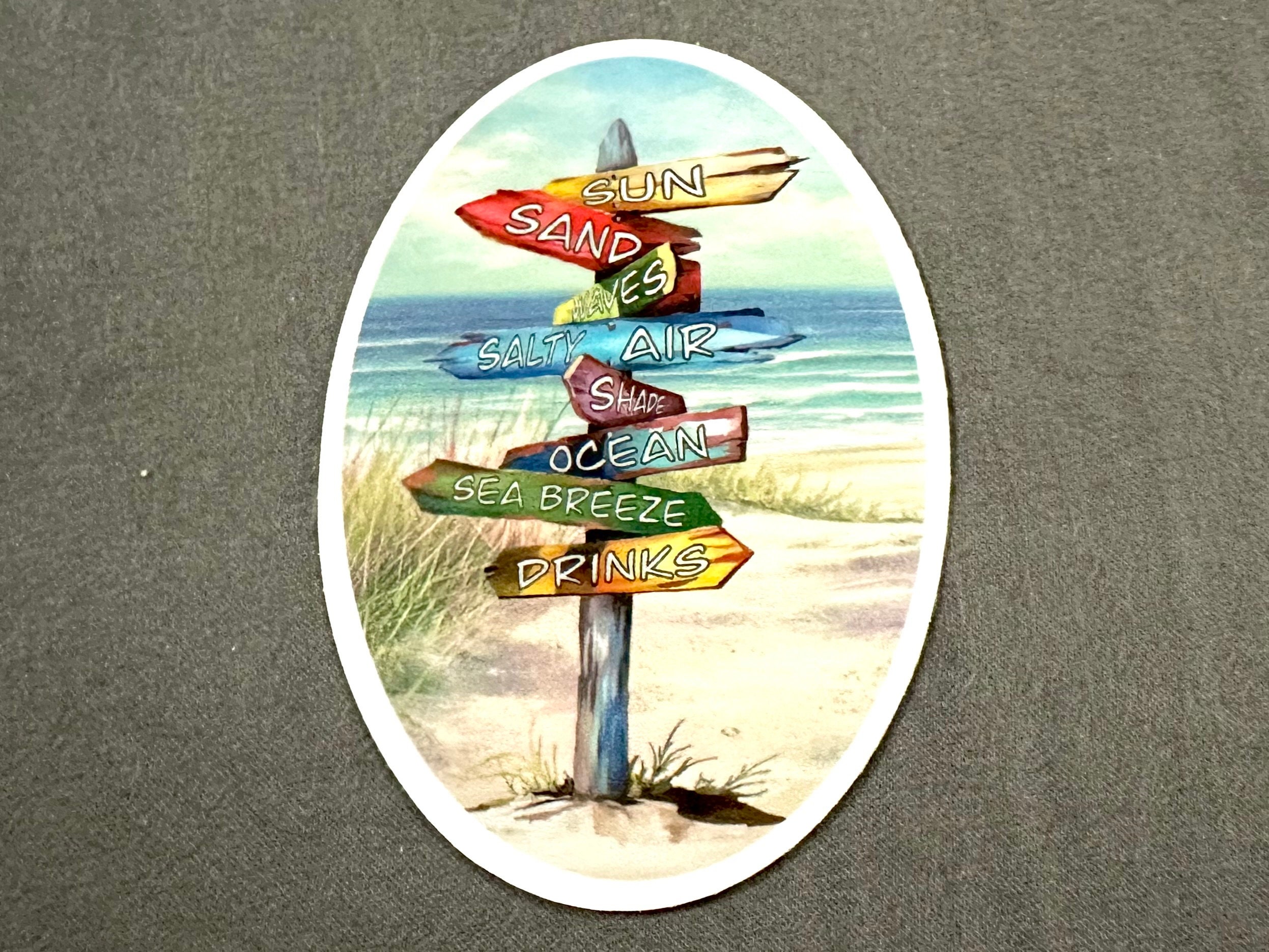 Beach Sign Sticker Laptop Sticker Water Bottle Sticker Journal Sticker ...