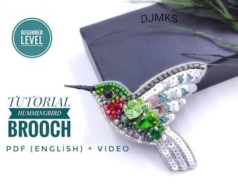 Beaded Hummingbird Brooch Tutorial: DIY Bird Brooch (PDF + Video)