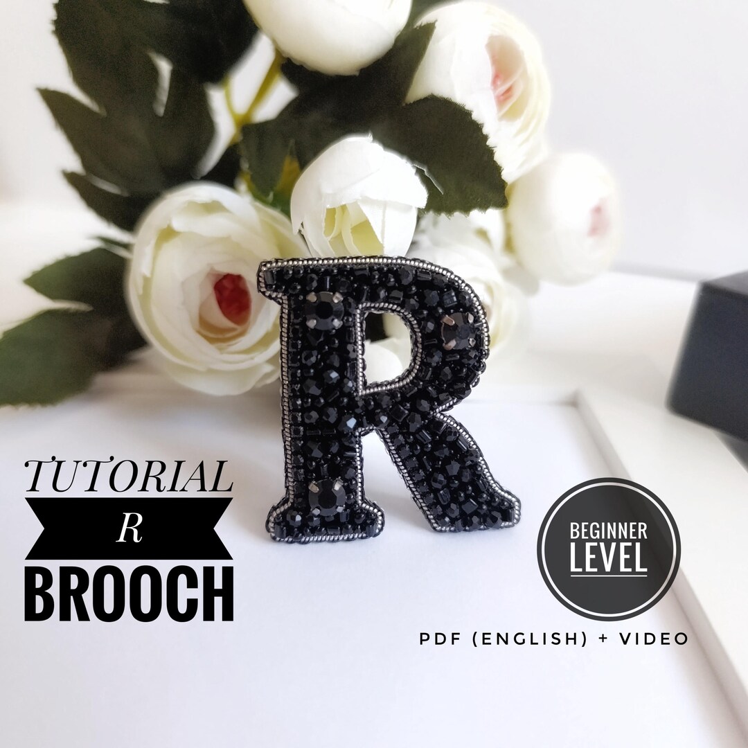 Letter R Brooch Tutorial, Embroidery Bead Pattern, Name Pin Tutorial ...