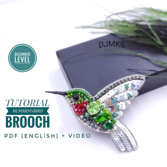 Beaded Hummingbird Brooch Tutorial: DIY Bird Brooch (PDF + Video)