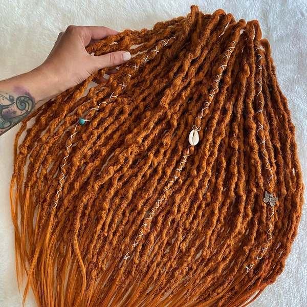 Ginger Synthetic Crochet Dreads Double Ended Copper set Auburn Dreadlocks DE SE Dread Extensions