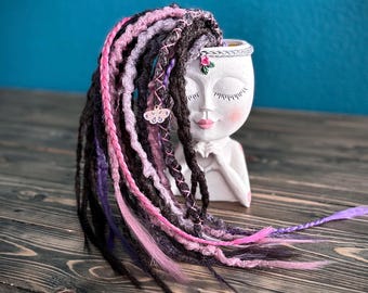 Purple Synthetic Crochet Partial Dreads Double Ended Boho  display picture 3
