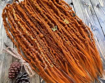 Ginger Synthetic Crochet Dreads Double Ended Orange set Foxy Dreadlocks DE SE Dread Extensions