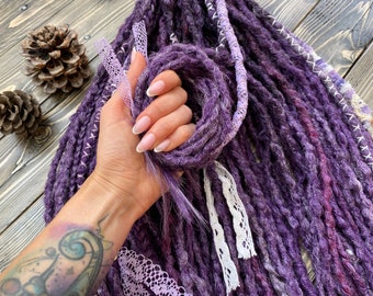 Ready to Ship Purple Synthetic Crochet Dreads Double Ended Boho Lilac set Violet Dreadlocks DE SE Dread Extensions