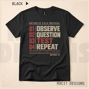 Antarctic Field Protocol Shirt, Dark Heather Sci-Fi Typography Tee