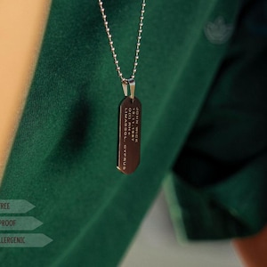 Custom Mens Dog Tag Necklace Engraved Military Pendant with Names Initials Drawing Jewelry for Him Army Boyfriend Gift Male Personalized