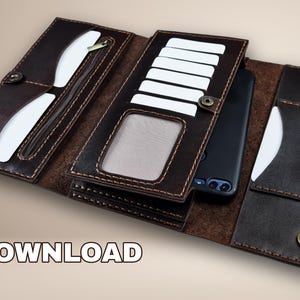 Bolso de piel PDF _ Patrón digital _ Setareh _ Videotutorial _ Cuero hecho a mano _ Trabajos en cuero _ Patrón billetera larga de cuero