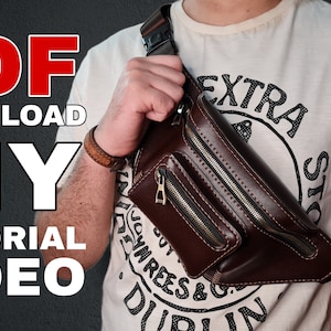 PDF Schnittmuster _Leder Bauchtasche Schnittmuster _ Lederbearbeitung _ Leder Tutorial _ PDF Download _ Tutorial Video