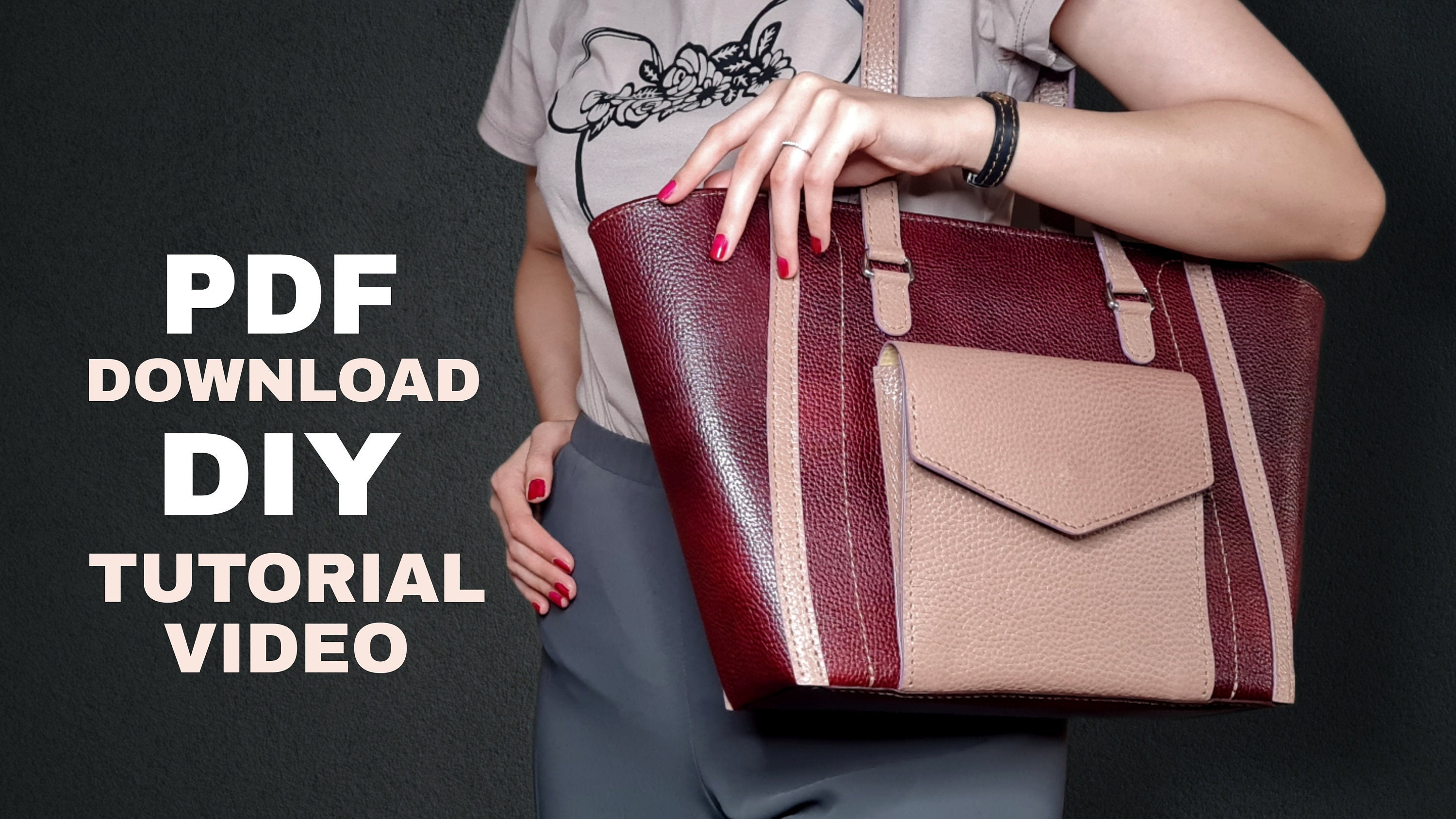 PDF Pattern _ Leather Handbag Pattern _ Tutorial Video _ Tote Etsy UK