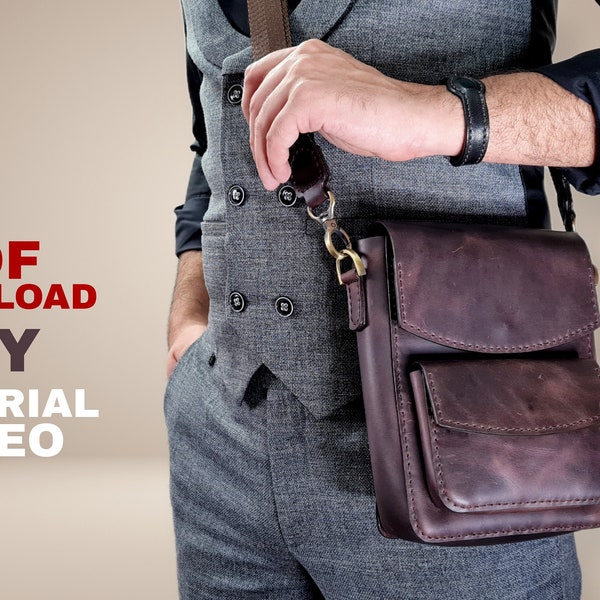 PDF pattern _Leather shoulder bag pattern _ PDF download _ crossbody bag pattern _ DIY _Tutorial video _ man bag pattern