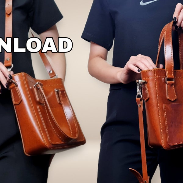 PDF pattern _ Leather woman bag pattern _ digital pattern _ tutorial video _ pattern download _ DIY _ Leather handbag _ shoulder bag _ HANA