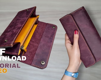 PDF Pattern Download _ Long wallet Pattern _ leather handbag Pattern _tutorial video _ DIY _ Digital Pattern _ Leather wallet Pattern