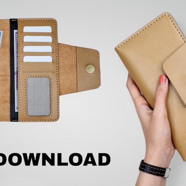 long wallet pattern _ Roudabeh _ digital pattern _ leather wallet _ wallet diy _ tutorial video _ handmade wallet _ leather working