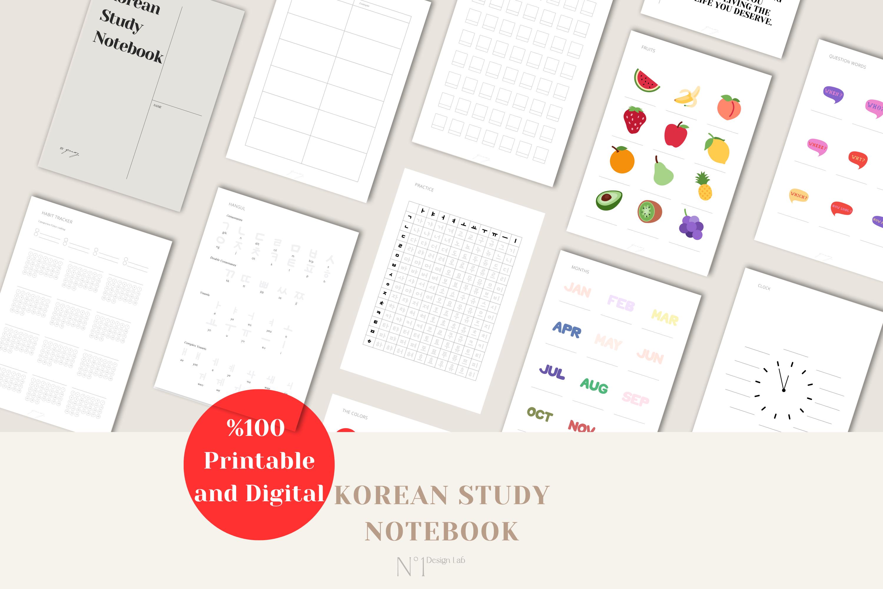 Printable Korean Study Notebook - Your Path to Language Mastery