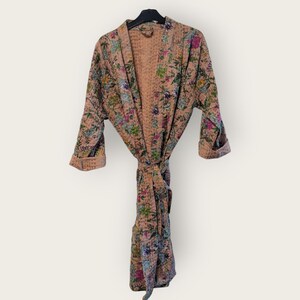 handmade Indian Kantha kimono - length 100cm,kantha kimono, after shower kimono, Kantha dresses, vintage kimono, Kantha style, night wear go