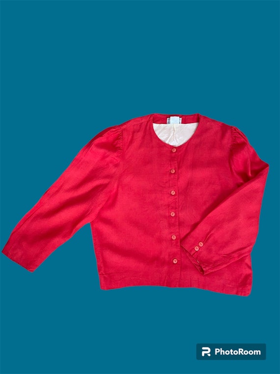 Raspberry pink/red spring jacket/blouse size M by… - image 7