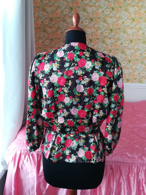 Floral 80s/90s does 40s blouse UK 12, peplum styl… - image 10