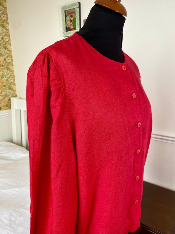 Raspberry pink/red spring jacket/blouse size M by… - image 5