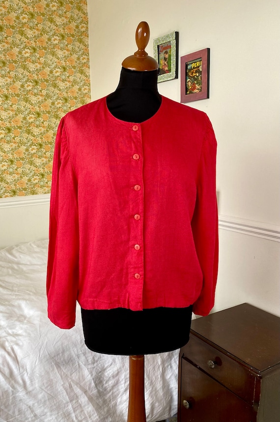 Raspberry pink/red spring jacket/blouse size M by… - image 1
