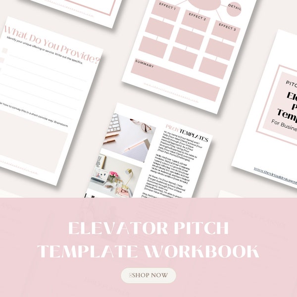 Elevator Pitch Templates Workbook | Guide to Creating a Standout Elevator Pitch | Networking Plan | Instant Download | Printable PDF
