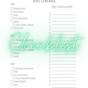 Shift Checklist for Nurses