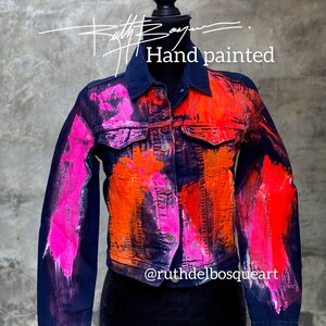 Hand painted Denim Jacket “Shout”, Wearable art, Fashion Art