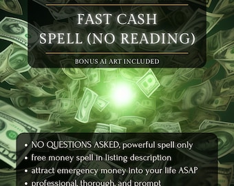Fast Cash Spell, NO READING, Money Magic, Emergency Cash, Wealth Spell, Luck Spell, Same Day Casting, Real Magic Spell, AI Art