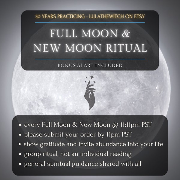 Moon Ritual [Next: New Moon May 7th 2024], New Moon, Full Moon, Divine, Abundance, Joy, Love, Manifestation, Wishes, Group Ritual, AI Art