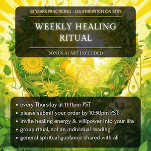 Weekly Healing Ritual, Healing Spell, Body Healing, Mental Health, Pain Relieving, Heal Sickness, Every Thursday 11pm, Group Ritual, AI Art